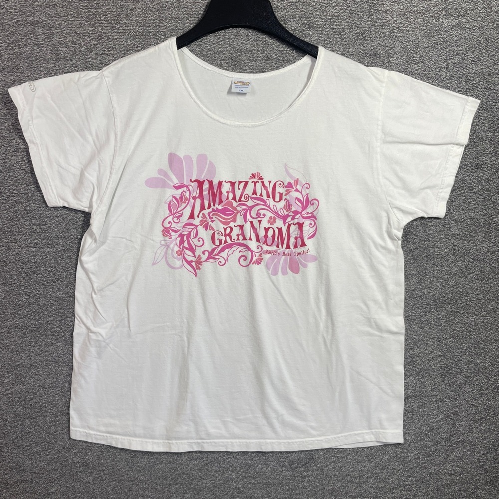 Crazy Shirts Hawaii Amazing Grandma Graphic T-Shirt White Pink XXL Floral Cotton